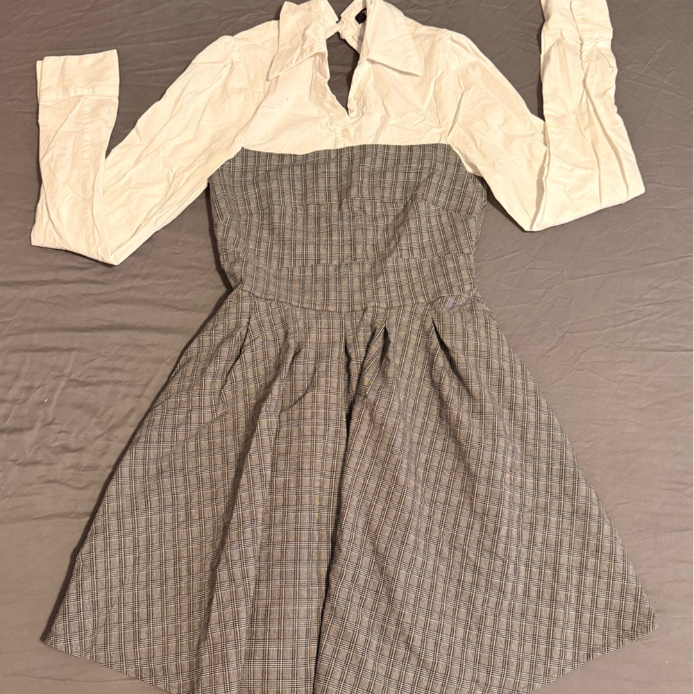 Trixxi Black and White Plaid Dress